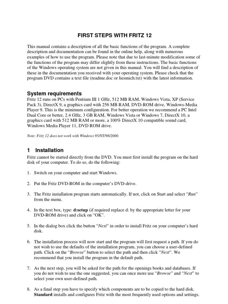 Fritz 12 Manual | PDF | Chess | Menu (Computing)