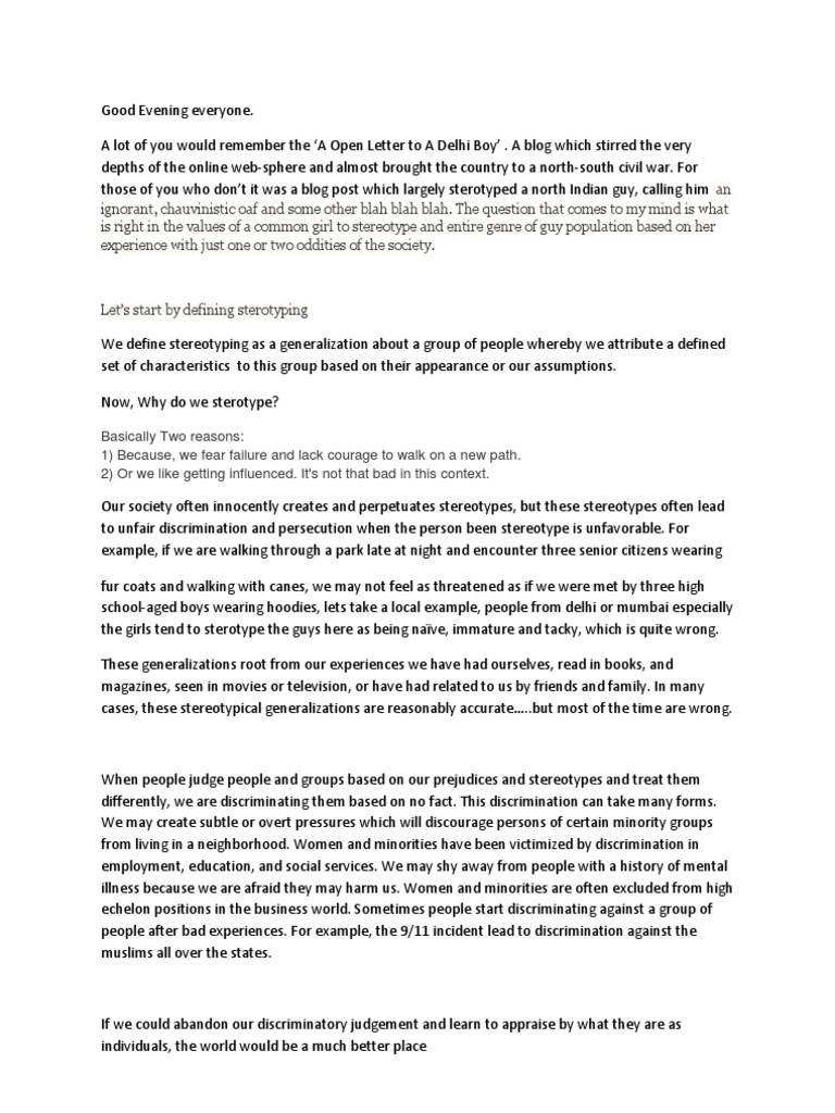 Effects of stereotyping in the society picture