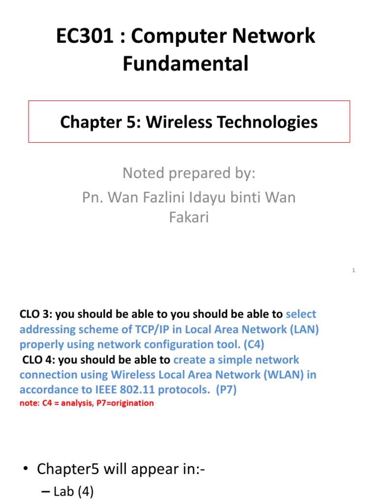 EC301 Chapter 5 (5.1 and 5.2) | PDF | Wireless Lan | Ieee 802.11