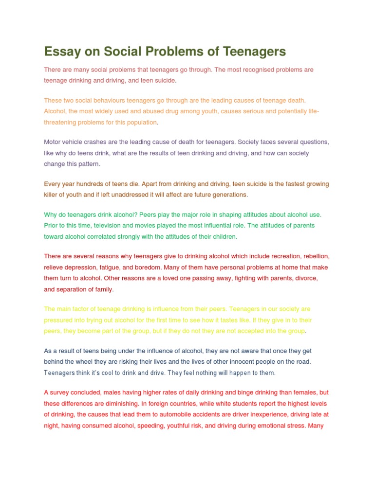 Article on teenage problems image