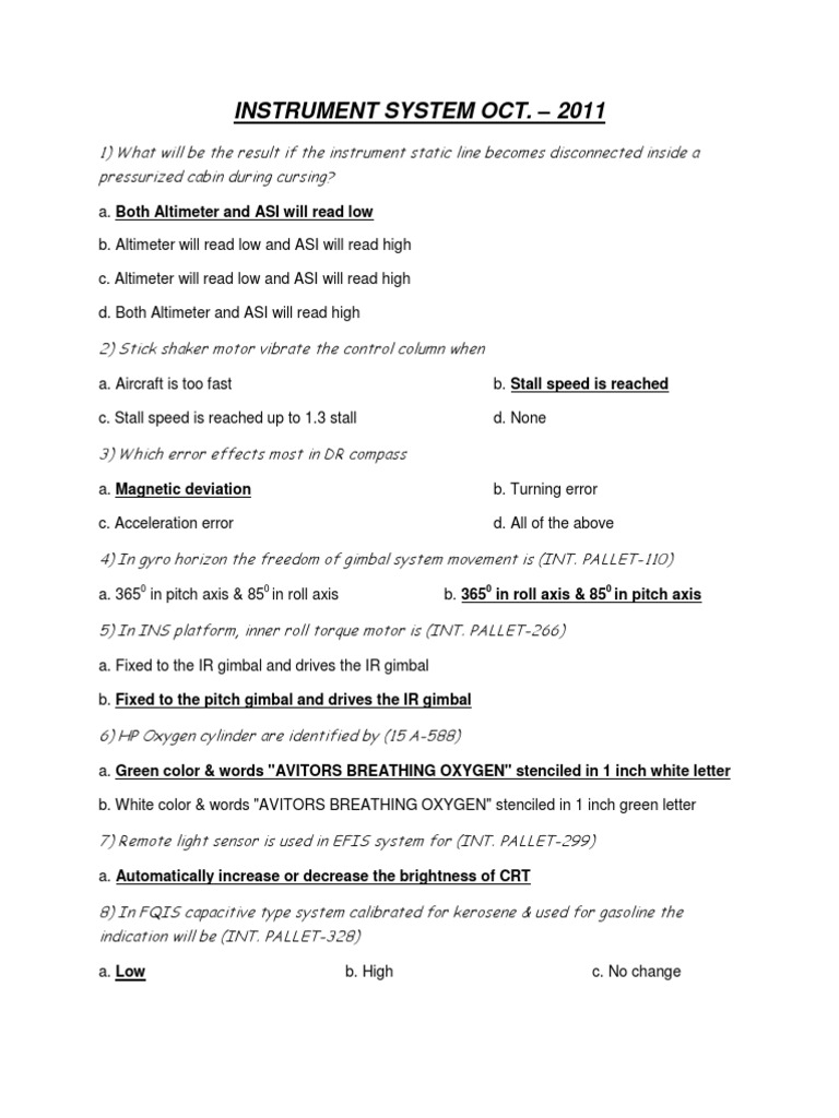 Aircraft Instrumentation System Quiz | PDF | Amplifier | Thermocouple