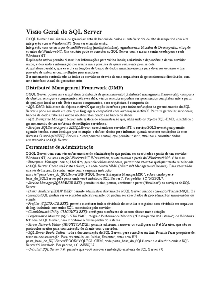 Apostila de SQL Server | PDF | Microsoft SQL Server | Servidor ...