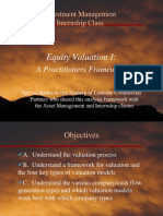Equity Valuation I:: Investment Management Internship Class
