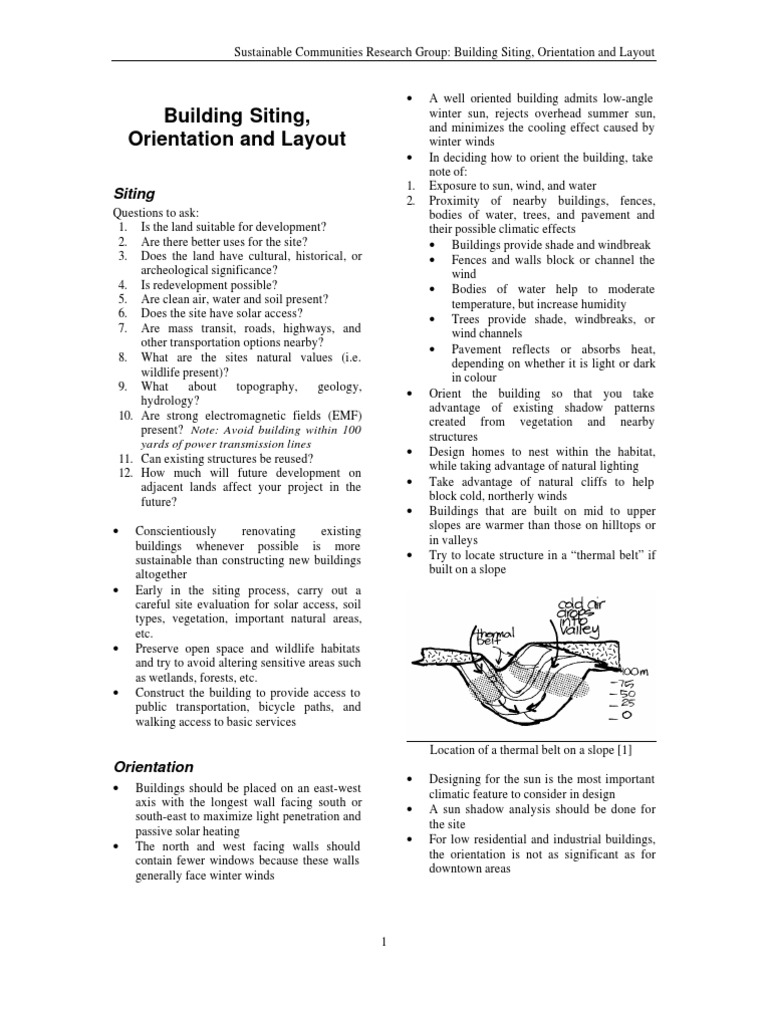 Building Siting, Orientation and Layout PDF Wound Hvac