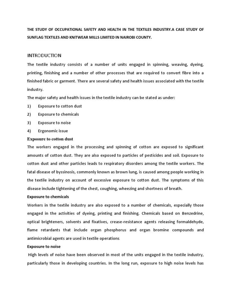 Occupational Safety in Sunflag Textiles | PDF | Shift Work ...