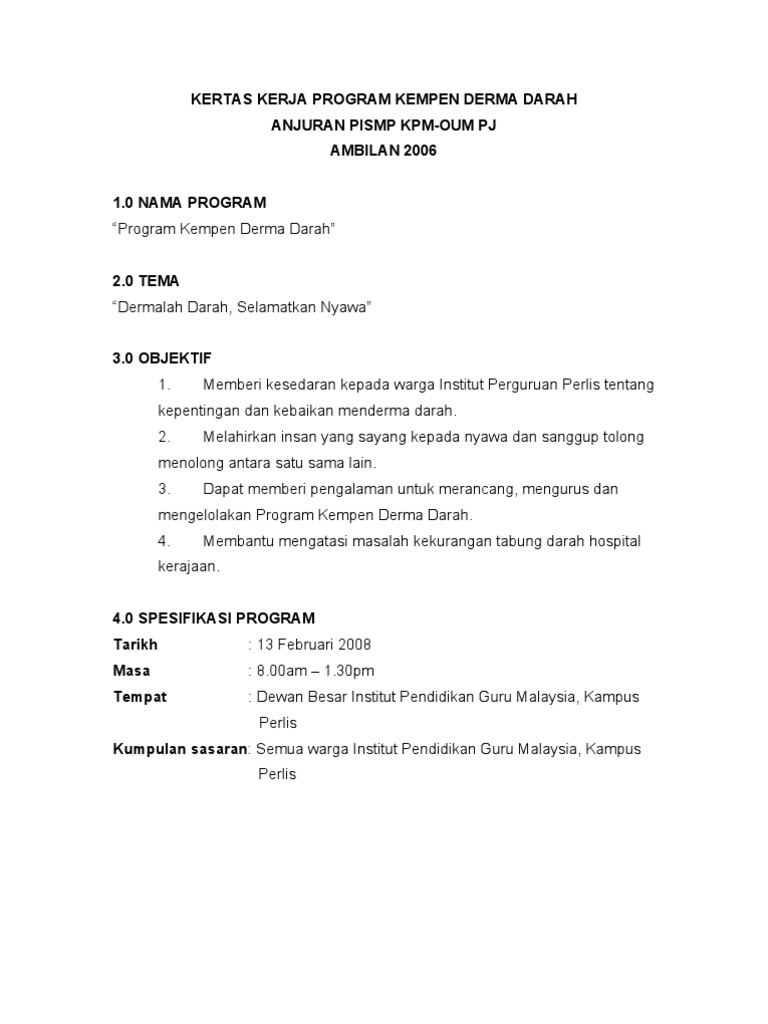 Contoh Kertas Kerja Program Contoh Kertas Kerja Program