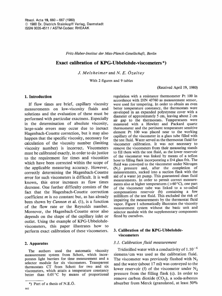 Exact Calibration of KPG Ubbelohde PDF Standard Error