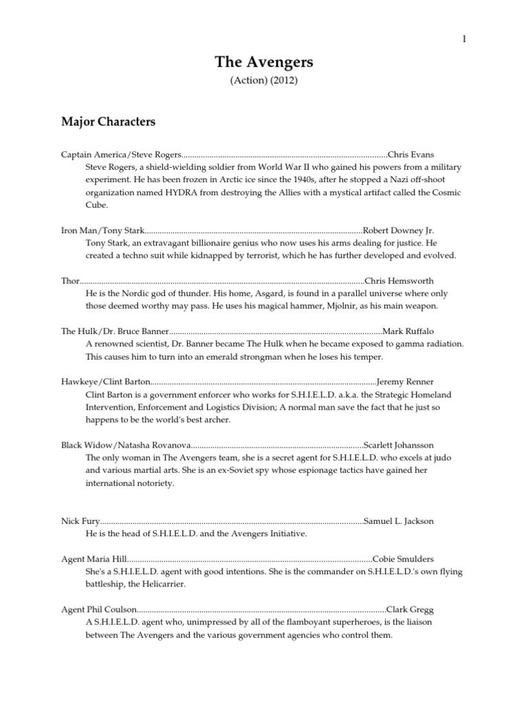 The Avengers - Vocabulary | PDF | Loki (Comics) | Marvel Comics