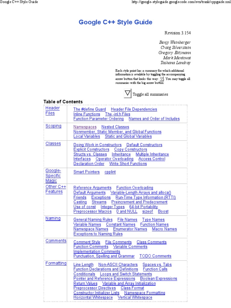 Google C++ Style Guide PDF Inheritance (Object Oriented Programming) Class