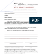 Investigative Services Agreement: (If Necessary Please Write On Separate Sheet of Paper or Back of This Form.)
