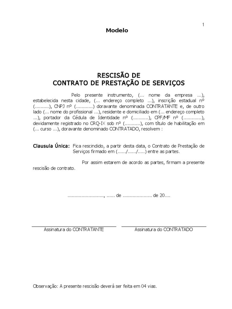 Carta de Rescisao de Contrato | PDF