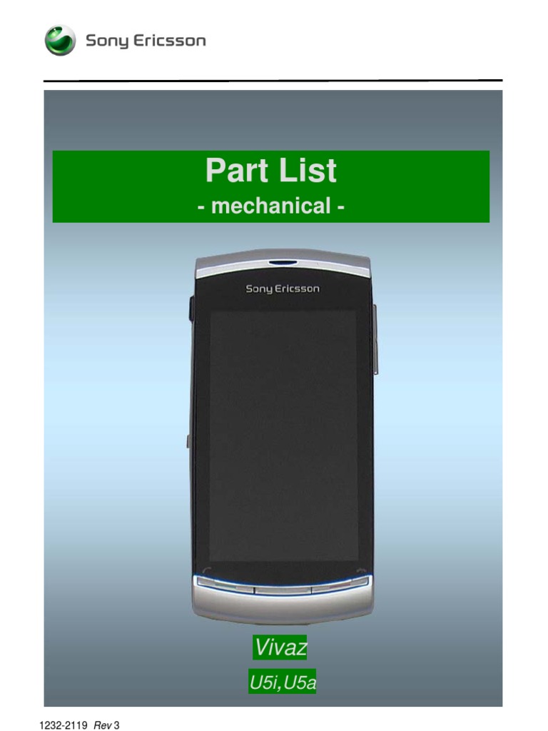 SonyEricsson Vivaz U5i U5a Parts List (Rev.3) | Mobile Phones |  Telecommunications
