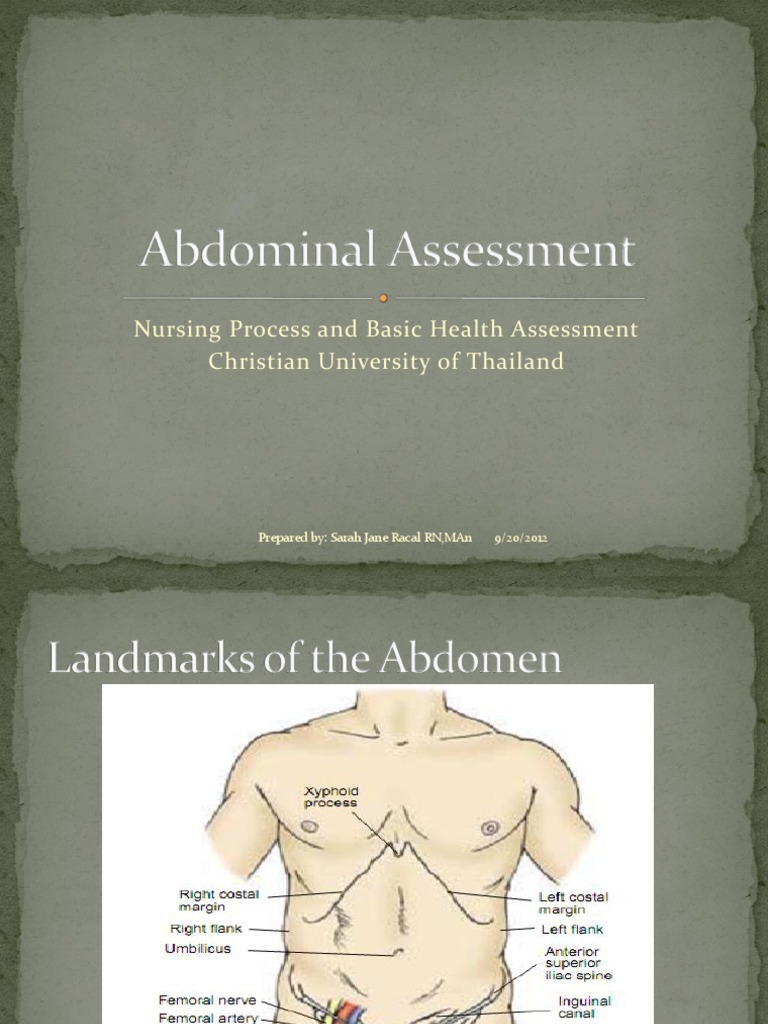 Nursing Abdominal Assessment Guide | PDF | Abdomen | Pulse