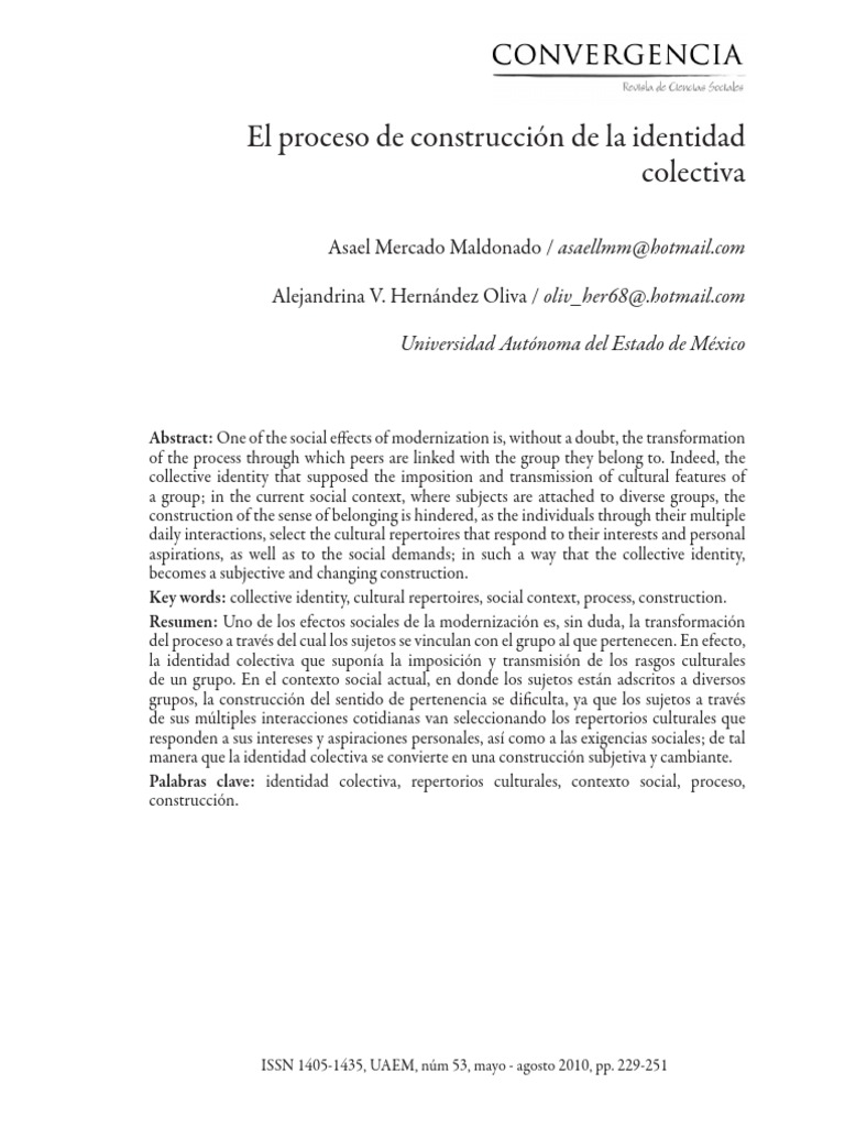 El Proceso de La Construccion de La Identidad Colectiva. | PDF ...
