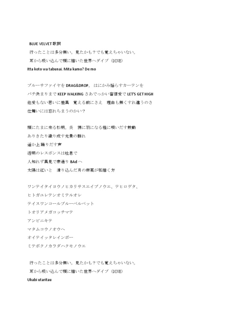Blue Velvet Lyrics