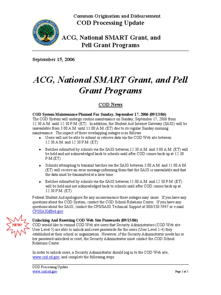 Description: Tags: 0915CODProcUpdatePell | PDF | Pell Grant | Websites