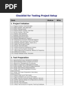 Testing Project Setup Checklist