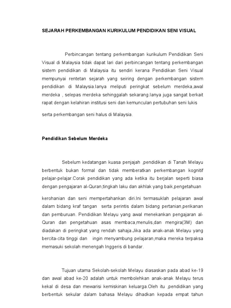 Sejarah Perkembangan Kurikulum Pendidikan Seni Visual  PDF