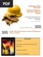 Certificação OHSAS 18001 - Sistemas de gestão de Segurança e Saúde no Trabalho