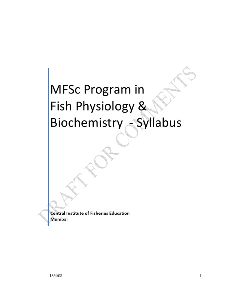 MFSc in Fish Physiology & Biochemistry | PDF | Metabolism | Biochemistry