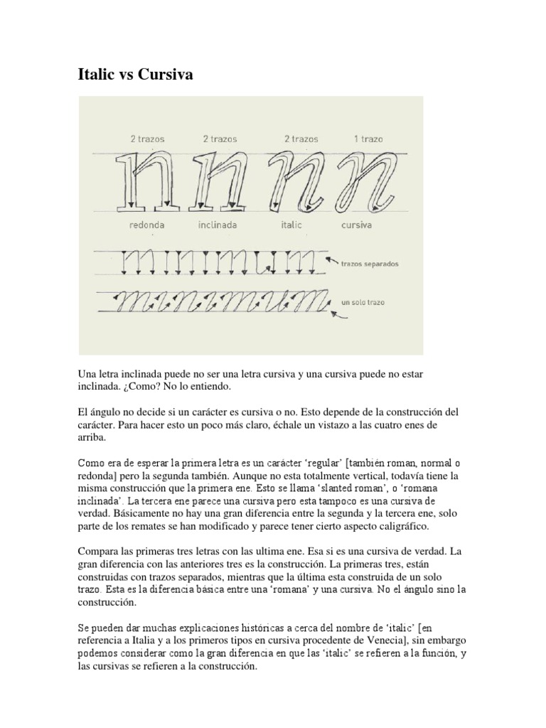 Italic Vs Cursiva PDF Escritura Science