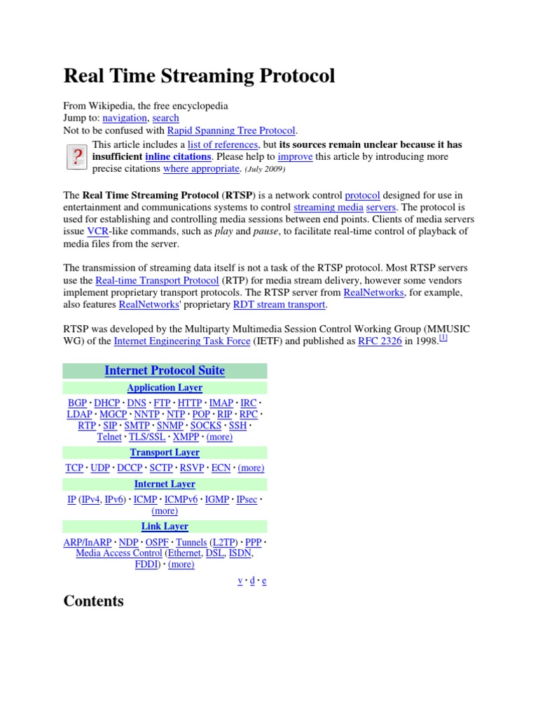 Real Time Streaming Protocol | PDF | Hypertext Transfer Protocol ...
