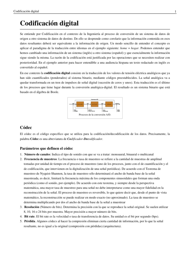 Codificación Digital | PDF | Procesamiento de la señal | Tecnología de ...