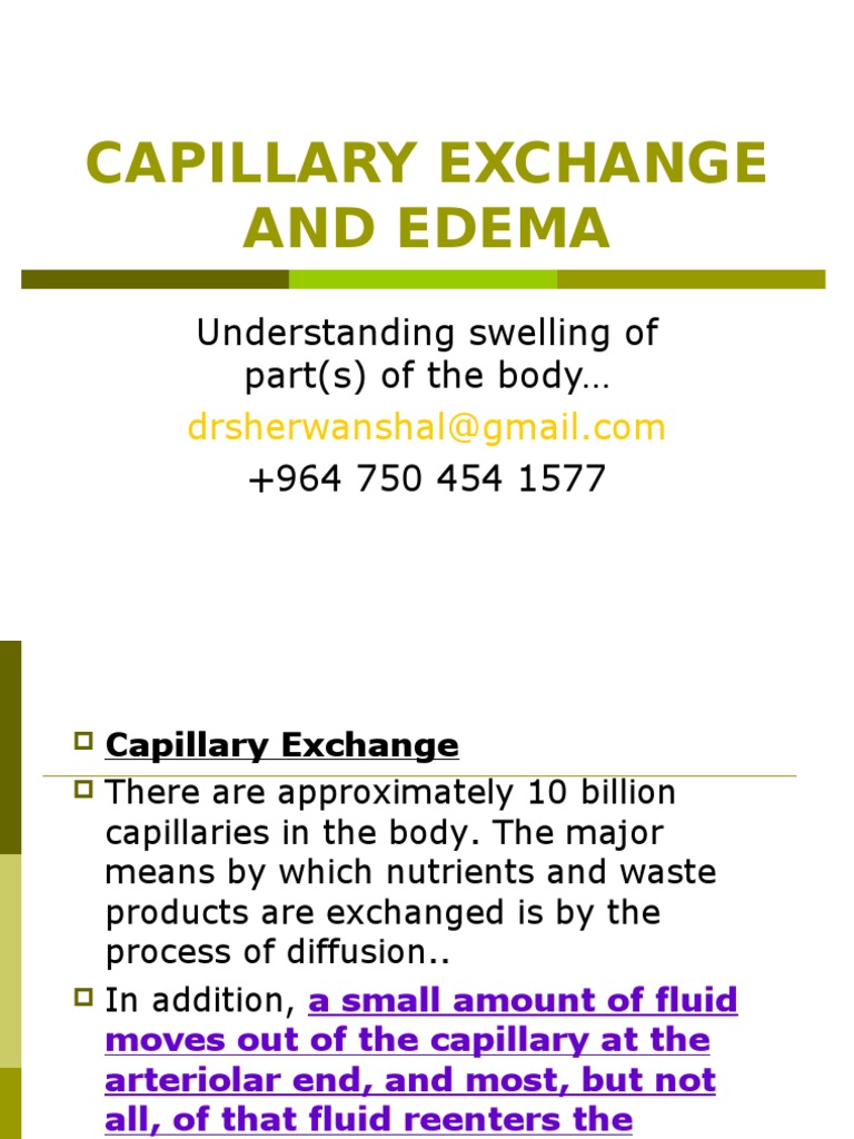 Capillary Exchange and Edema Explained | PDF | Capillary | Edema