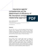 The insurance agents’competencies as the determinant of efficiency of life insurance companies –relationship approach