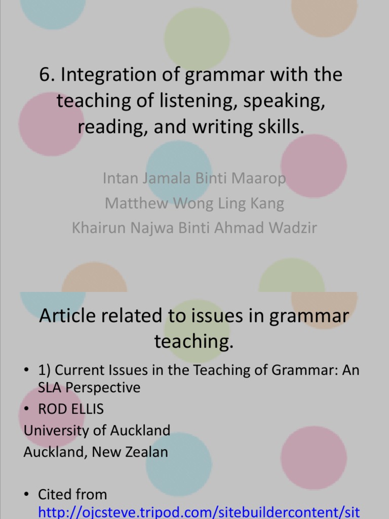 Integration of Grammar Grammatical Tense Grammar