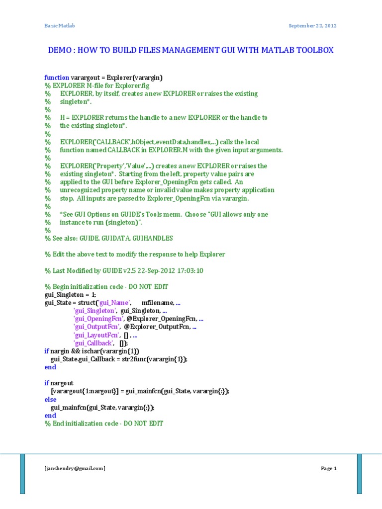 Demo Matlab Management File and Menu Editor, Toolbar Editor PDF Filename Matlab
