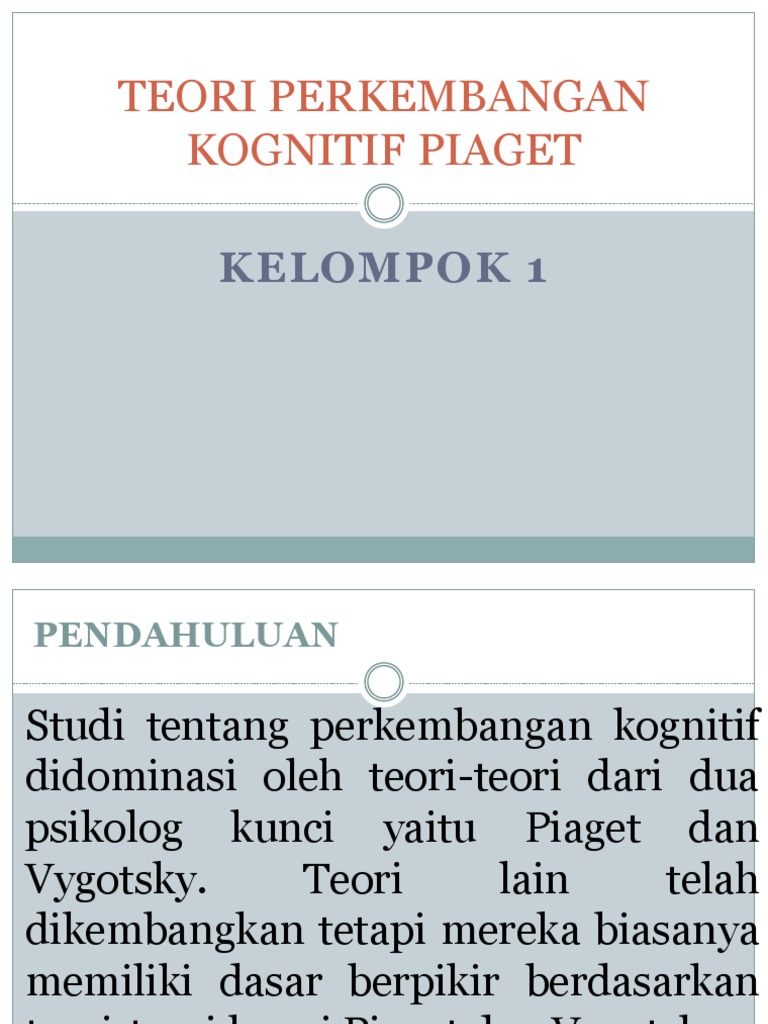 Teori Perkembangan Kognitif Piaget Klp 1 Pdf
