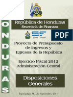 Disposiciones Presupuesto General de La Republica de Honduras 2012