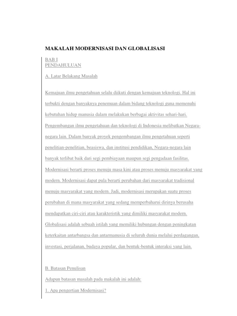 Makalah Modernisasi Dan Globalisasi