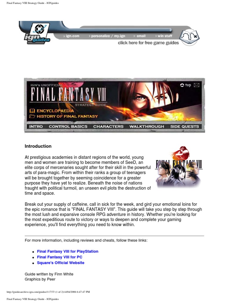 First Mission - Final Fantasy VIII Guide - IGN