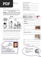 Prova- 7º ano - Verb TO BE