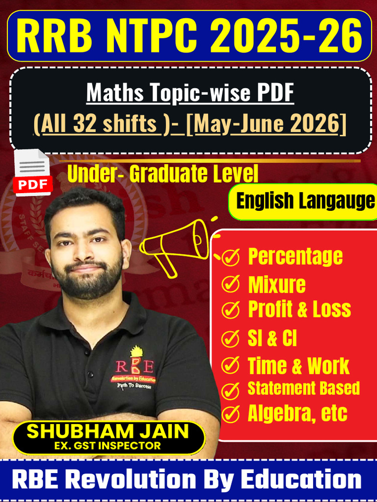 Eng - NPTC UG 2025-26 Maths Topic-Wise RBE | PDF | Prices | Percentage