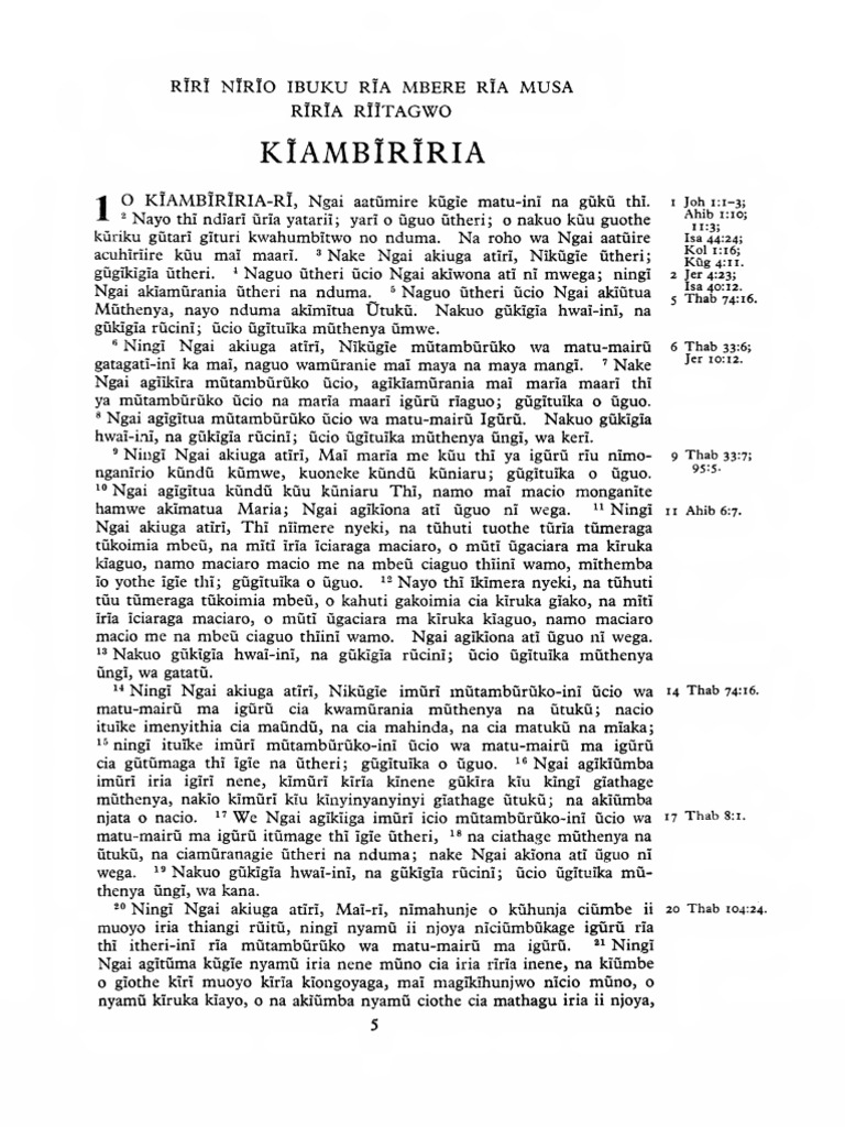 Kikuyu Bible Genesis 1 Kenya