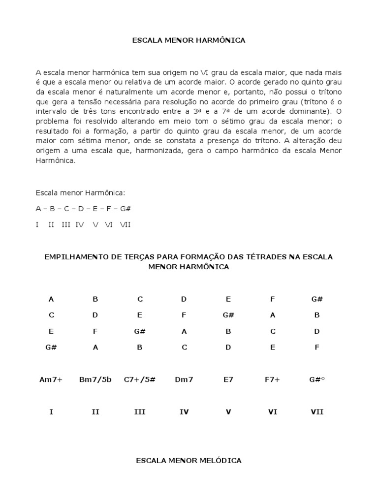 ESCALA MENOR HARMÔNICA E MELODICA