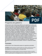 Programa de Gobierno del Movimiento Unión Soberanista 2012