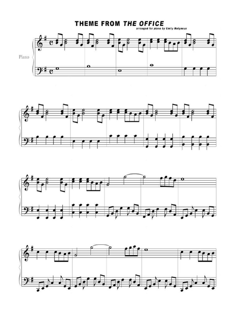 the office theme song piano sheet music The office theme song sheet ...