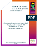 Proceso Del Foro Nacional de Salud 2010