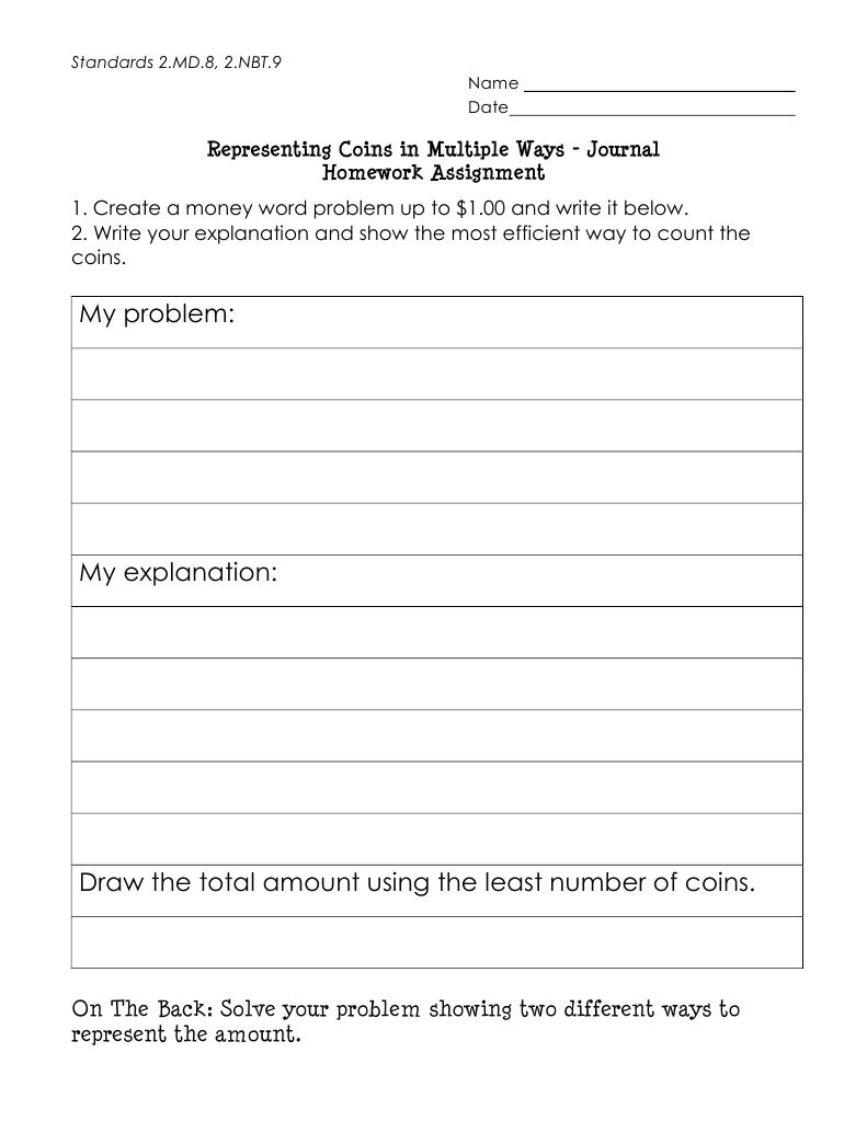 My Problem:: Representing Coins in Multiple Ways - Journal Homework ...