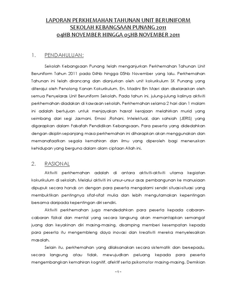 Laporan Perkhemahan Tahunan Sk Punang 2011 Pdf