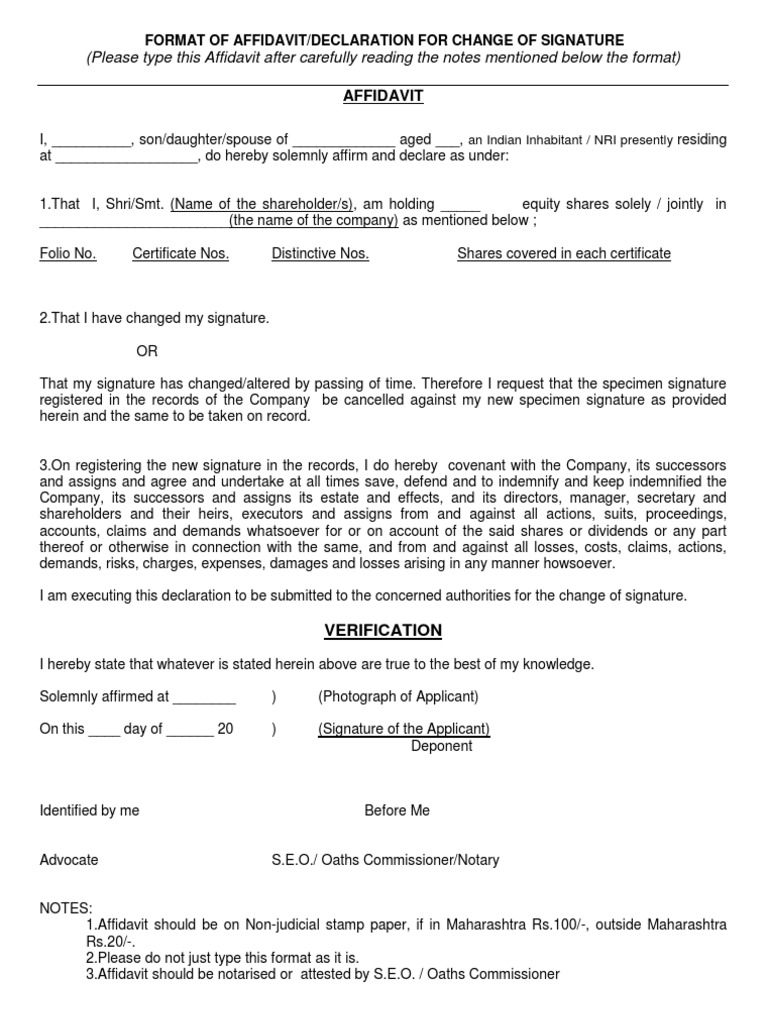 Affidavit PDF Notary Public Common Law