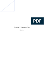 Employer's Evaluation Form: (Specimen)