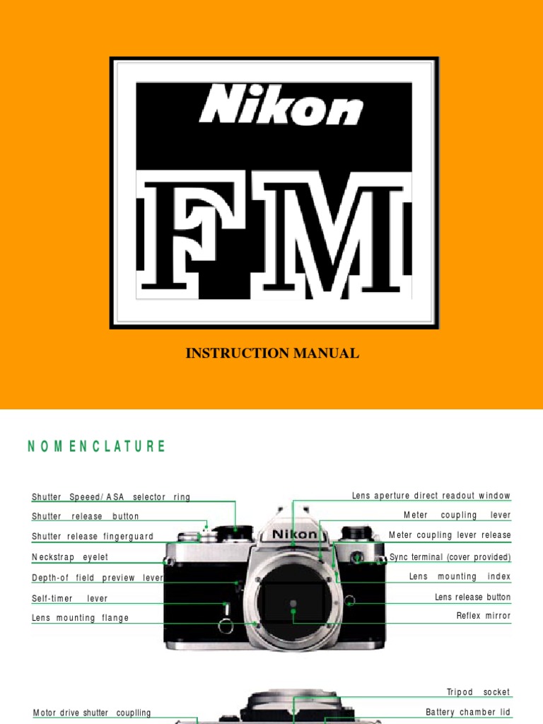Nikon FM INSTRUCTION MANUAL PDF Exposure (Photography) Aperture