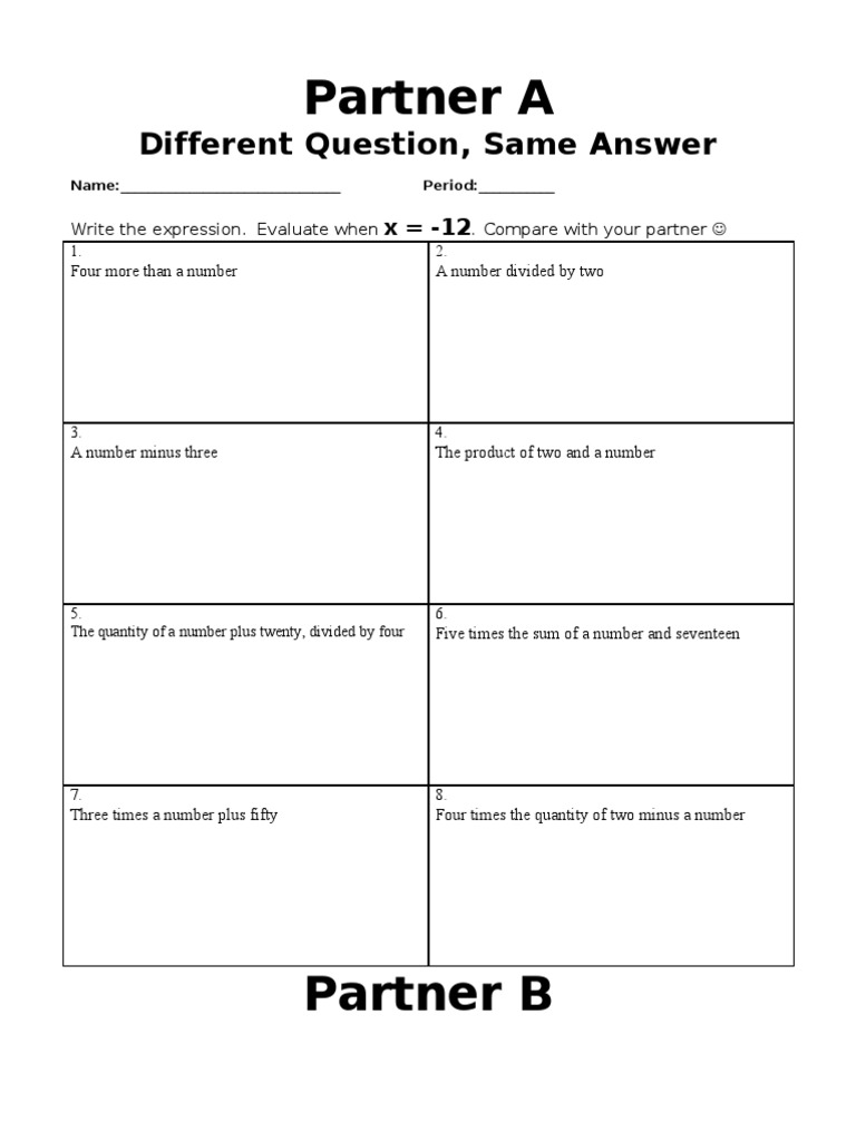 Expressions Evaluation Activity | PDF