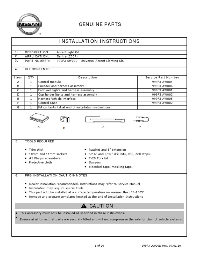 Installation Guide Nissan Sentra 20072012 Accent Lighting PDF Electrical Connector Lighting