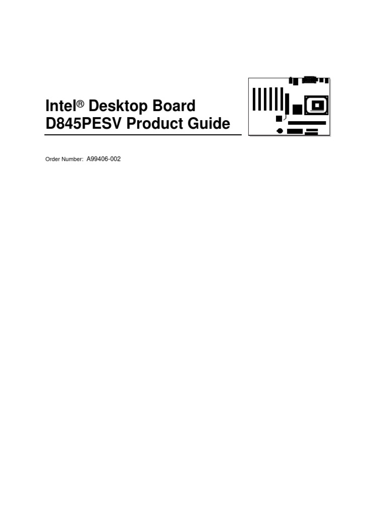 Intel Desktop Board D845PESV Product Guide Order Number PDF Bios Usb